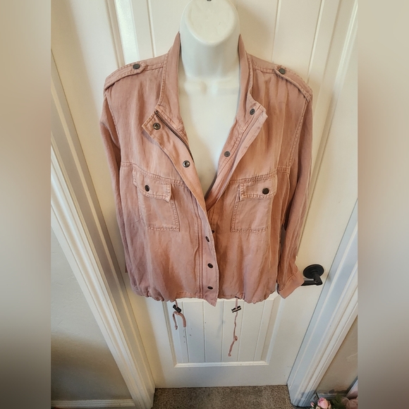 Rails | Rowen Collins Anorak Military Linen Blend in Rose Dust | Sz M | Like New - Picture 6 of 10